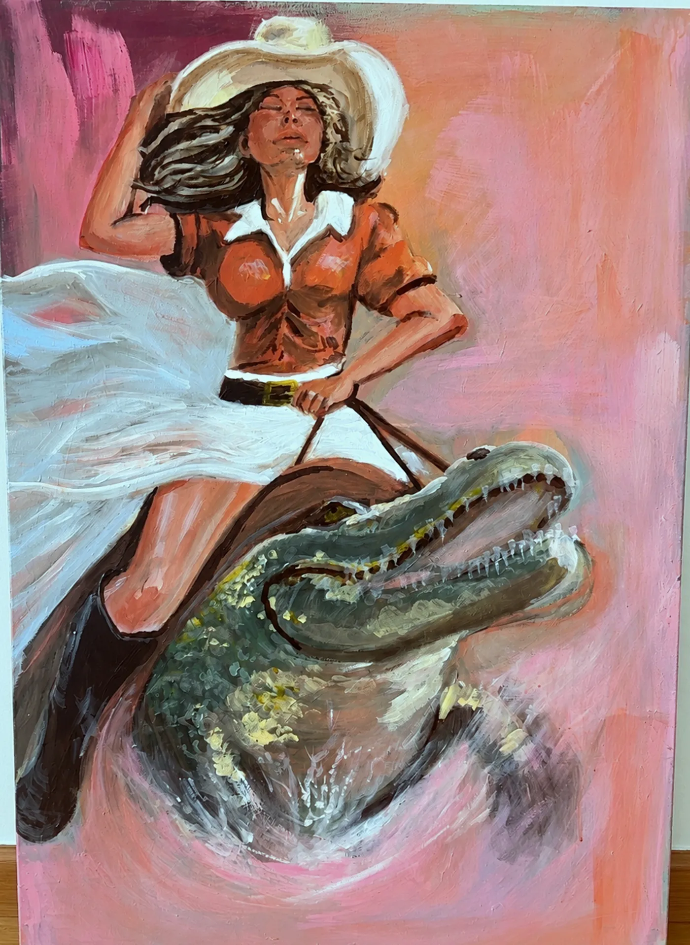Alligator Cowgirl, a painting by Annabel