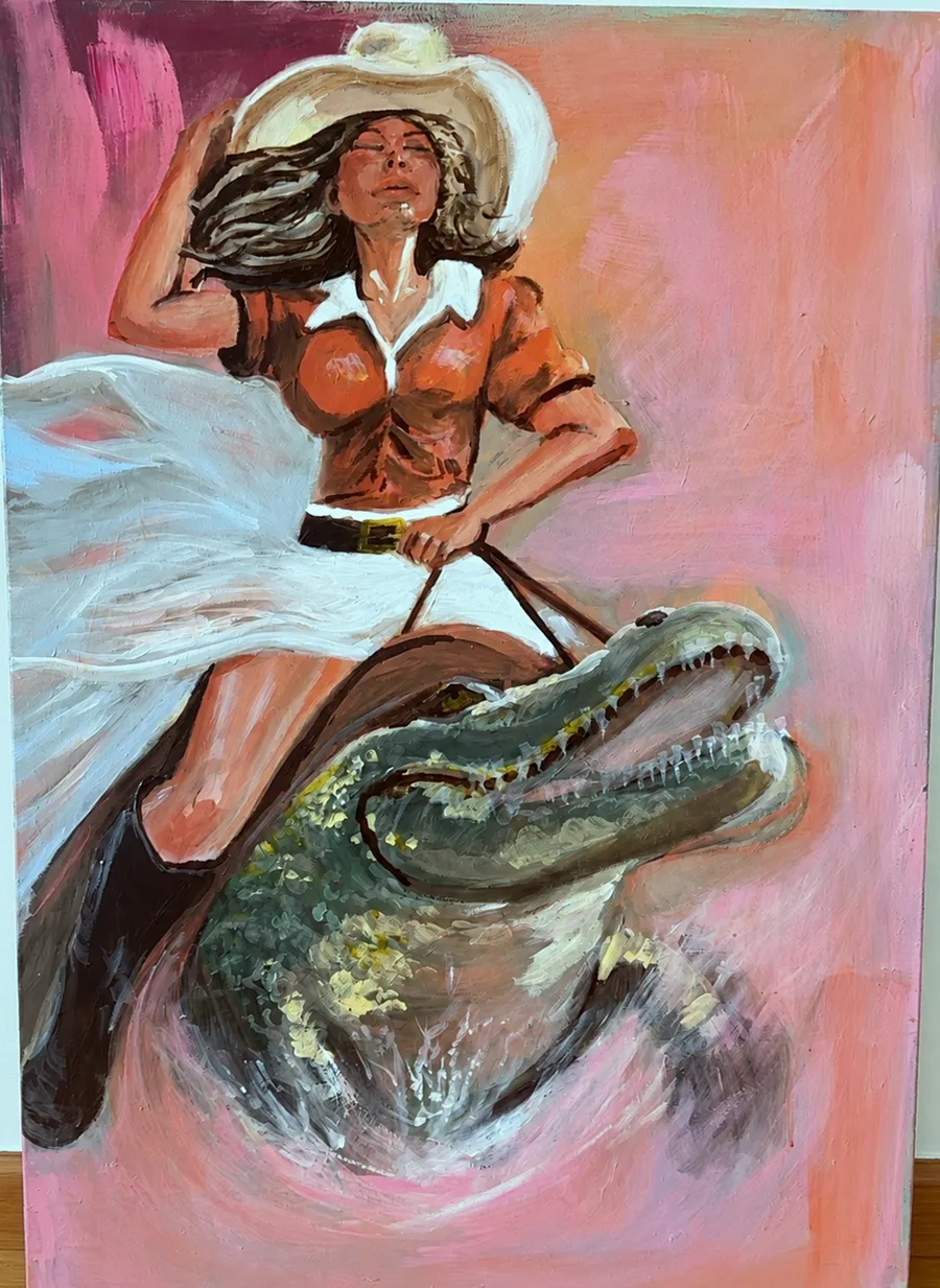 Cowgirl and Alligator, a painting by Annabel