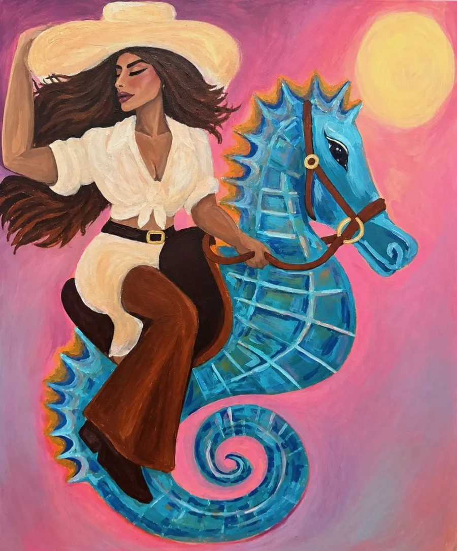Seahorse Cowgirl, a painting by Annabel